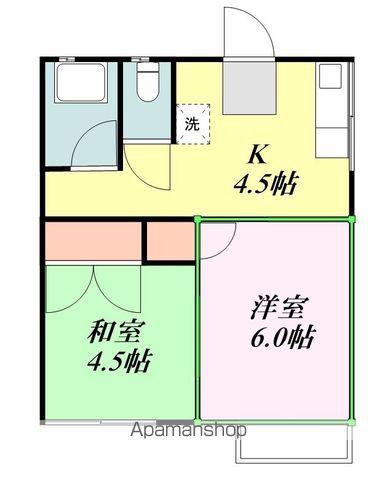 サンハイム江頭(2K/2階)の間取り写真