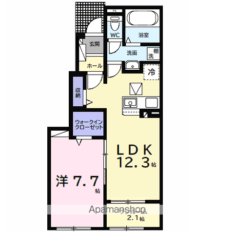 ウルルⅠ(1LDK/1階)の間取り写真