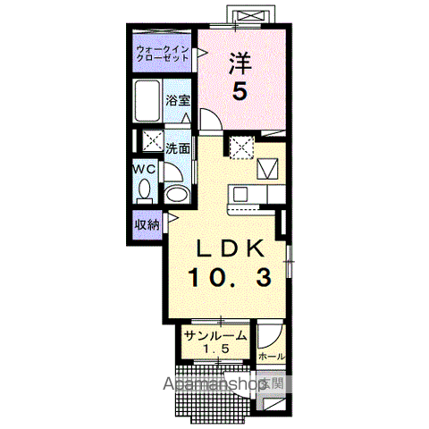 カインドハウスⅢ(1LDK/1階)の間取り写真