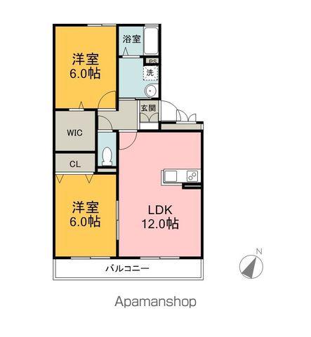 ルミエールA(2LDK/2階)の間取り写真