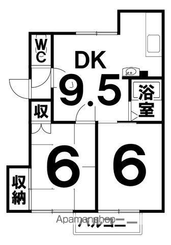 ライズ千歳(2DK/2階)の間取り写真