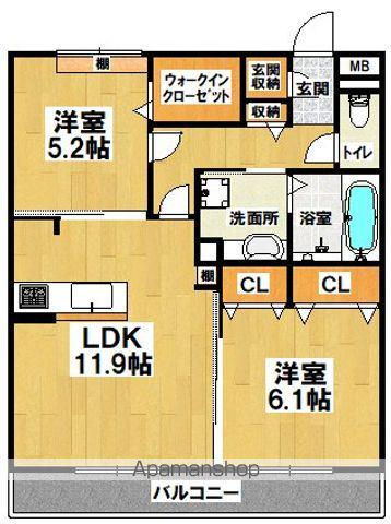 南海電鉄南海本線 石津川駅 徒歩11分 3階建 築7年(2LDK/2階)の間取り写真