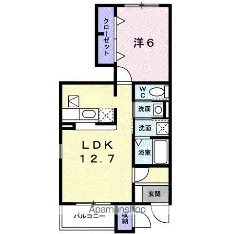 セレノ新白河Ⅱ(1LDK/1階)の間取り写真