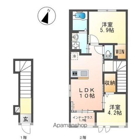 ラピスラズリ(2LDK/2階)の間取り写真