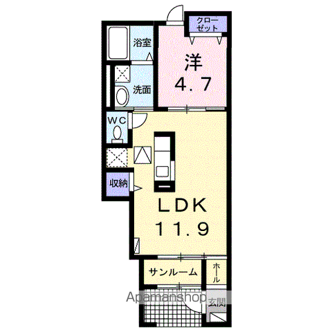テラビスタⅢ(1LDK/1階)の間取り写真