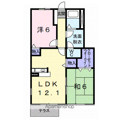 マ・メゾン吉備Ⅱ(2LDK/1階)の間取り写真