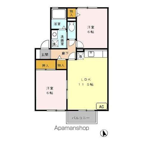 セジュールかながわB(2LDK/2階)の間取り写真