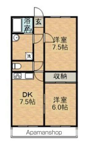 サイレントマンション(2DK/2階)の間取り写真