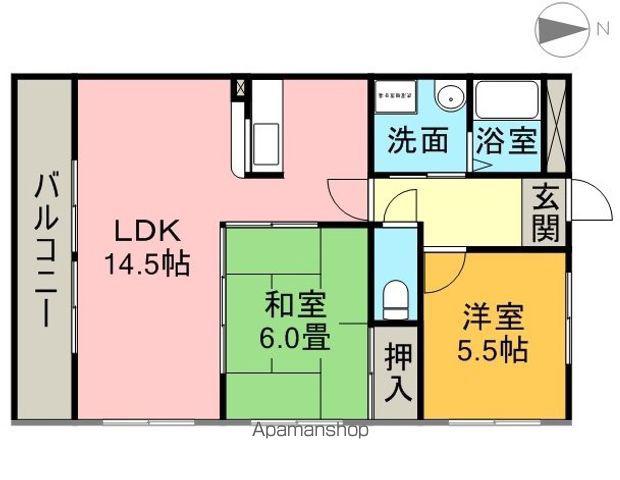 グランドヒルズ坂野(2LDK/4階)の間取り写真