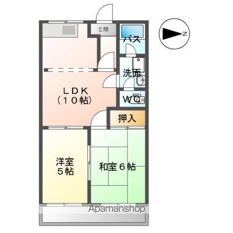ラフォーレ神谷(2LDK/2階)の間取り写真