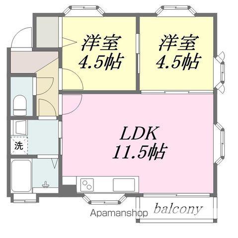 フォブール木屋町(2LDK/2階)の間取り写真