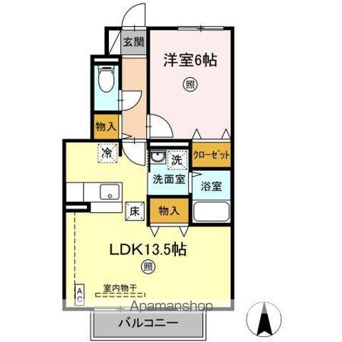 GRACE COURT B(1LDK/1階)の間取り写真
