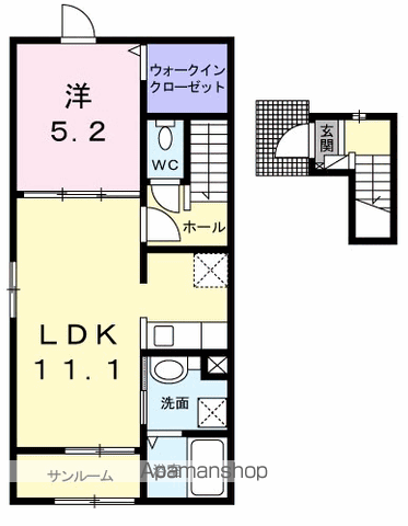 アマーレ スパーツィオ Ⅰ(1LDK/2階)の間取り写真