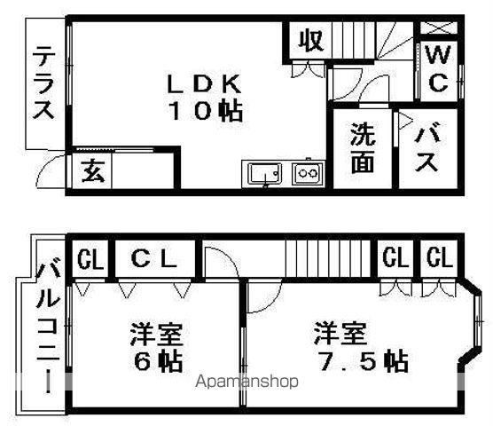 プレジオA(2LDK/1階)の間取り写真
