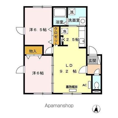 グランドール A館(2LDK/1階)の間取り写真