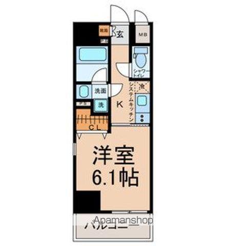 プレミアム黒川(1K/6階)の間取り写真