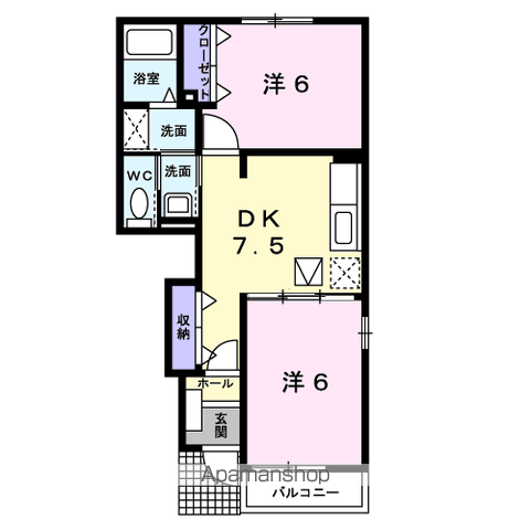 パールメゾン2(2DK/1階)の間取り写真