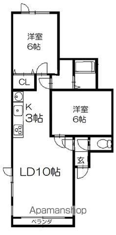 グロウリッチA(2LDK/2階)の間取り写真