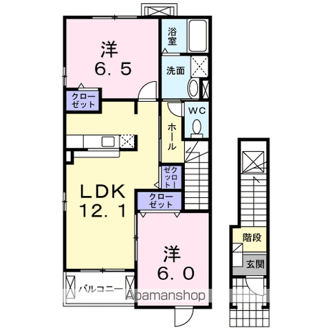 プティボヌールⅡ(2LDK/2階)の間取り写真