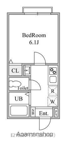 ムメ高柳(1K/1階)の間取り写真