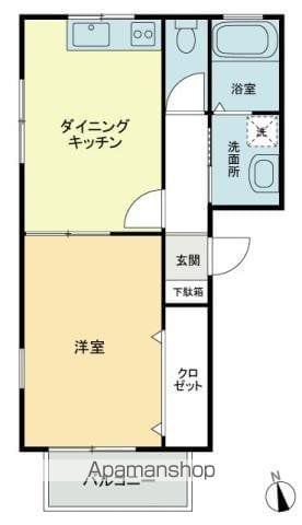 フォブールDMCD(1DK/2階)の間取り写真