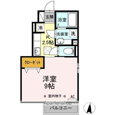 メゾンプラウディア(1K/1階)の間取り写真