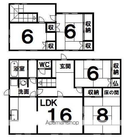 北海道上川郡清水町 2階建 築48年(4LDK)の間取り写真