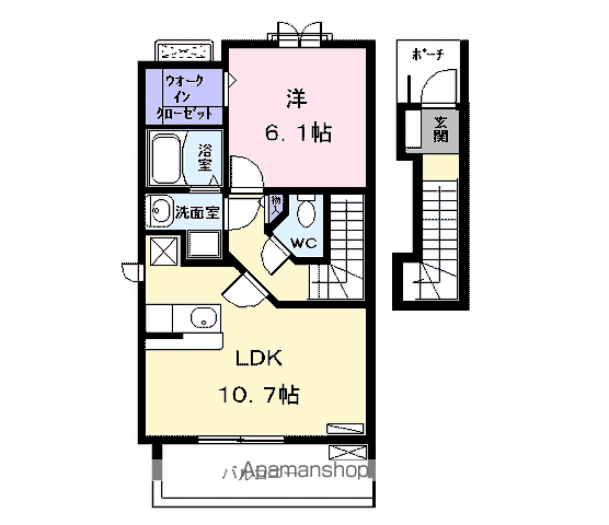 ノーブル港西Ⅰ(1LDK/2階)の間取り写真