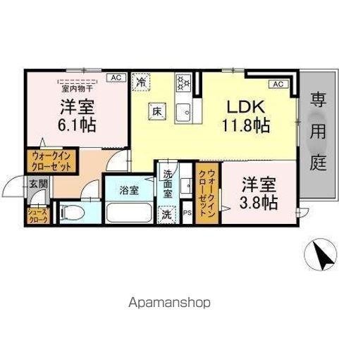 トリシア野多目I I(2LDK/1階)の間取り写真