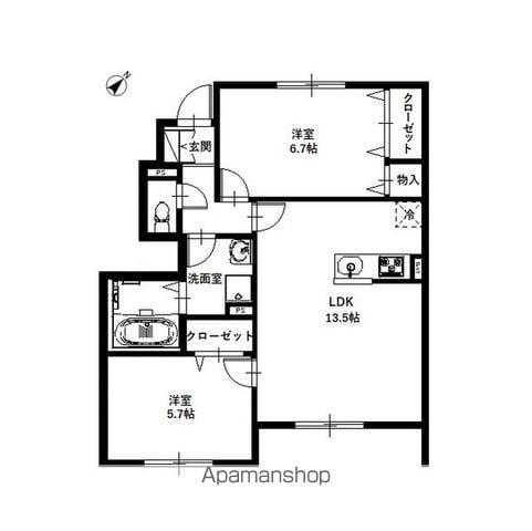 メゾンクレール(2LDK/1階)の間取り写真