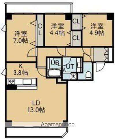 ガーデンテラス函館(3LDK/9階)の間取り写真