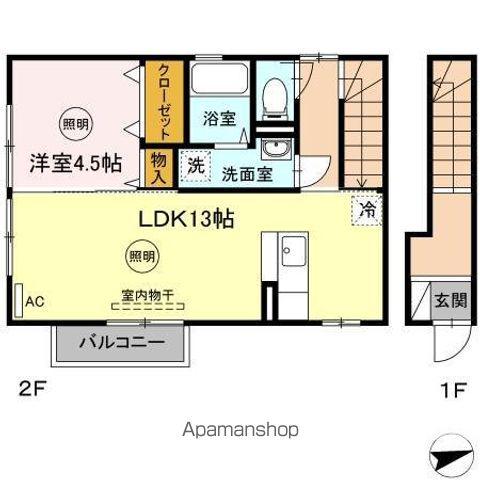 ミレット木太町(1LDK/2階)の間取り写真