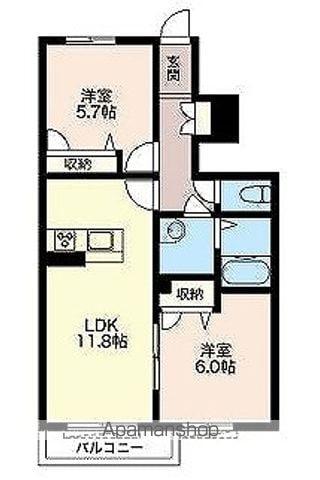 フェリーチェ風(2LDK/1階)の間取り写真