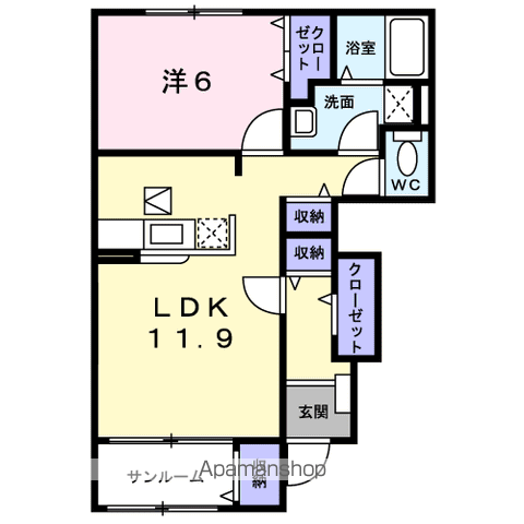 デンファレⅡ(1LDK/1階)の間取り写真
