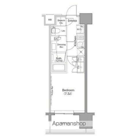 ザ・パークハビオ目黒(1K/2階)の間取り写真