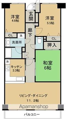 ファミールグラン北安東(3LDK/5階)の間取り写真