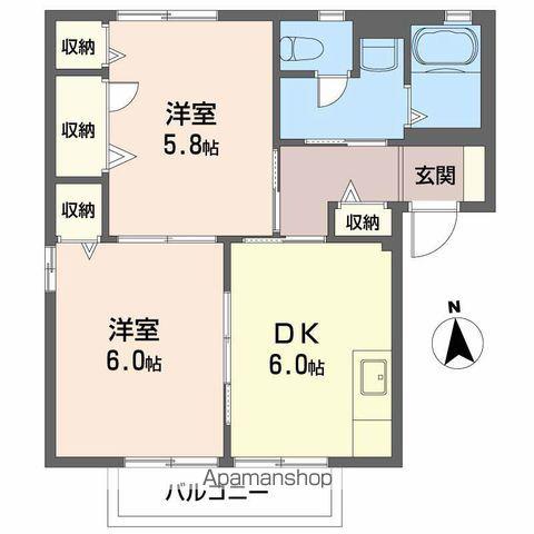 第2双葉ハイツA棟(2DK/2階)の間取り写真