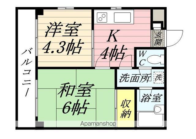 ドミトリーゴコー(2K/4階)の間取り写真