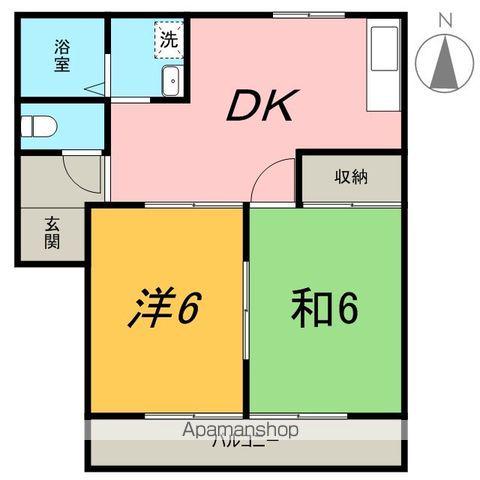 イーストシティ長谷川(2LDK/1階)の間取り写真