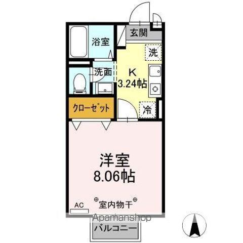 JSパレスⅡ(1K/2階)の間取り写真