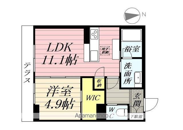 ベレオ長町南(1LDK/1階)の間取り写真