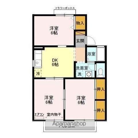 ネオサカエハイツ(3DK/2階)の間取り写真