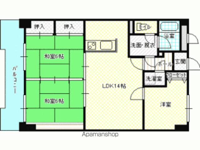 トーカンマンション北上川(3LDK/4階)の間取り写真
