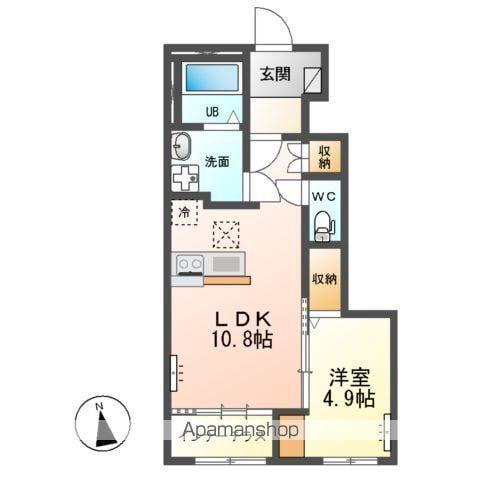 /上横場アパートB(1LDK/1階)の間取り写真