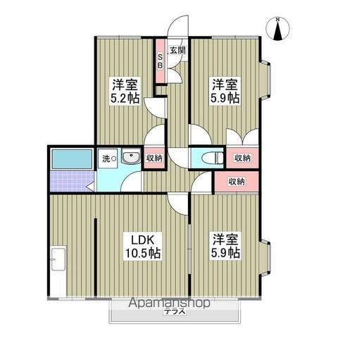 グランデュール瀬戸岡(3LDK/1階)の間取り写真