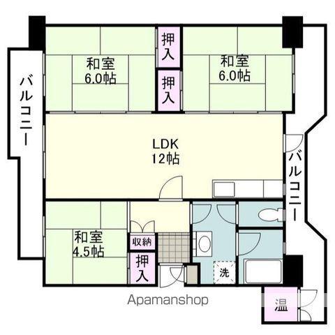 第1サンハイツ2号棟(3LDK/5階)の間取り写真