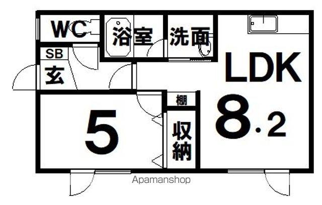 WISTERIA(1LDK/1階)の間取り写真