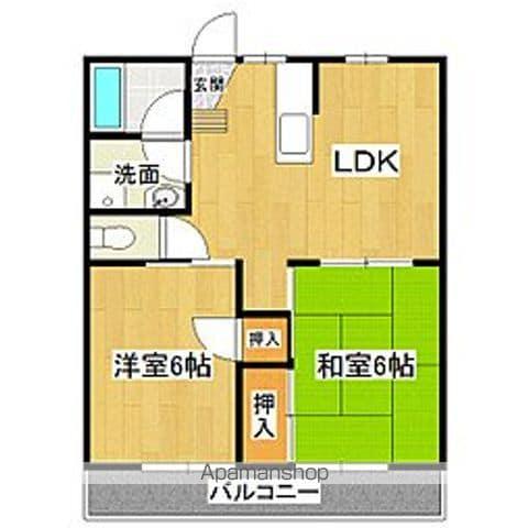 金子ハイツ(2LDK/2階)の間取り写真