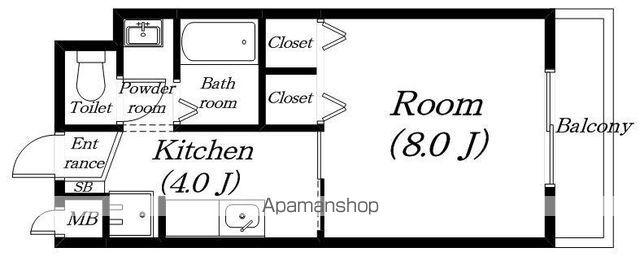 ラ・グランヴィアかやの(1K/1階)の間取り写真