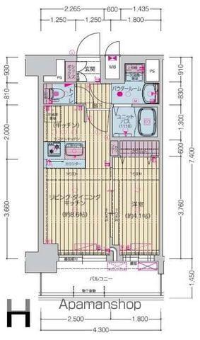 プレサンス桜山駅前アフォード(1LDK/14階)の間取り写真